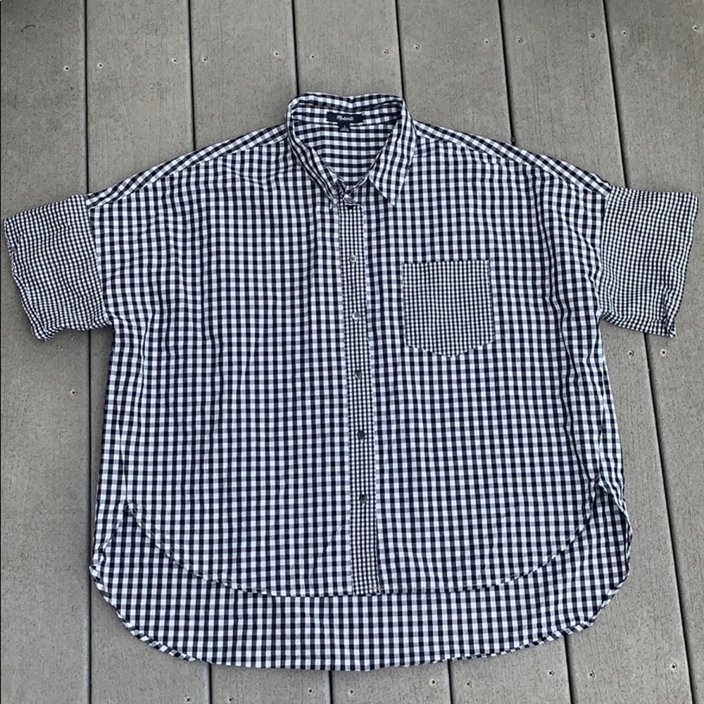 Madewell Gingham Play Button Down Shirt Sz Large